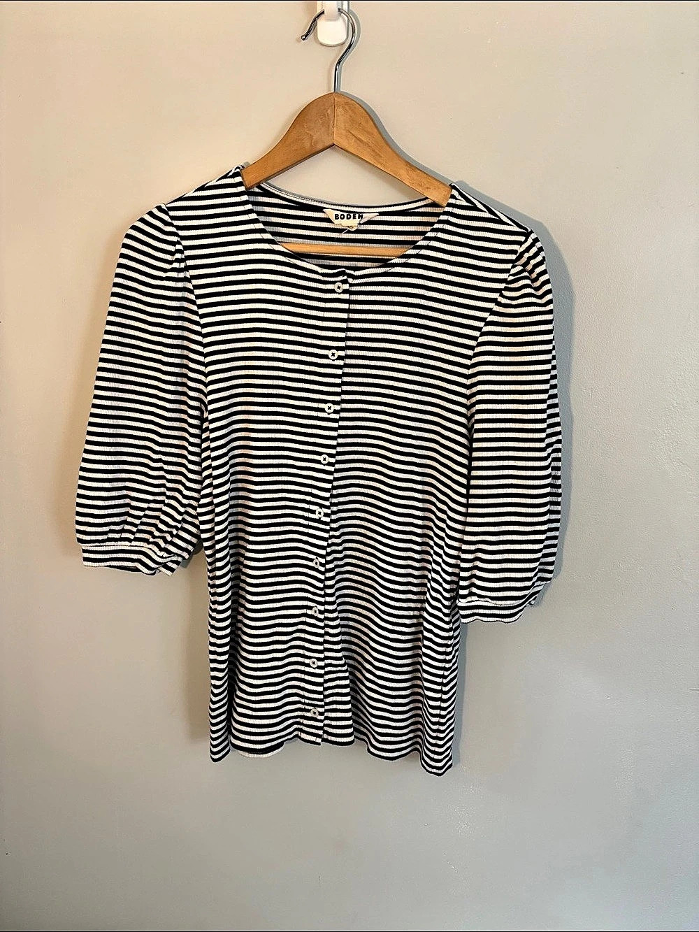 Boden Striped Blouse Black & Cream